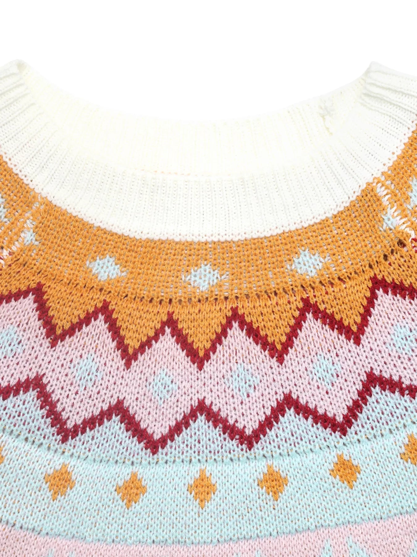 Geometric Round Neck Long Sleeve Sweater