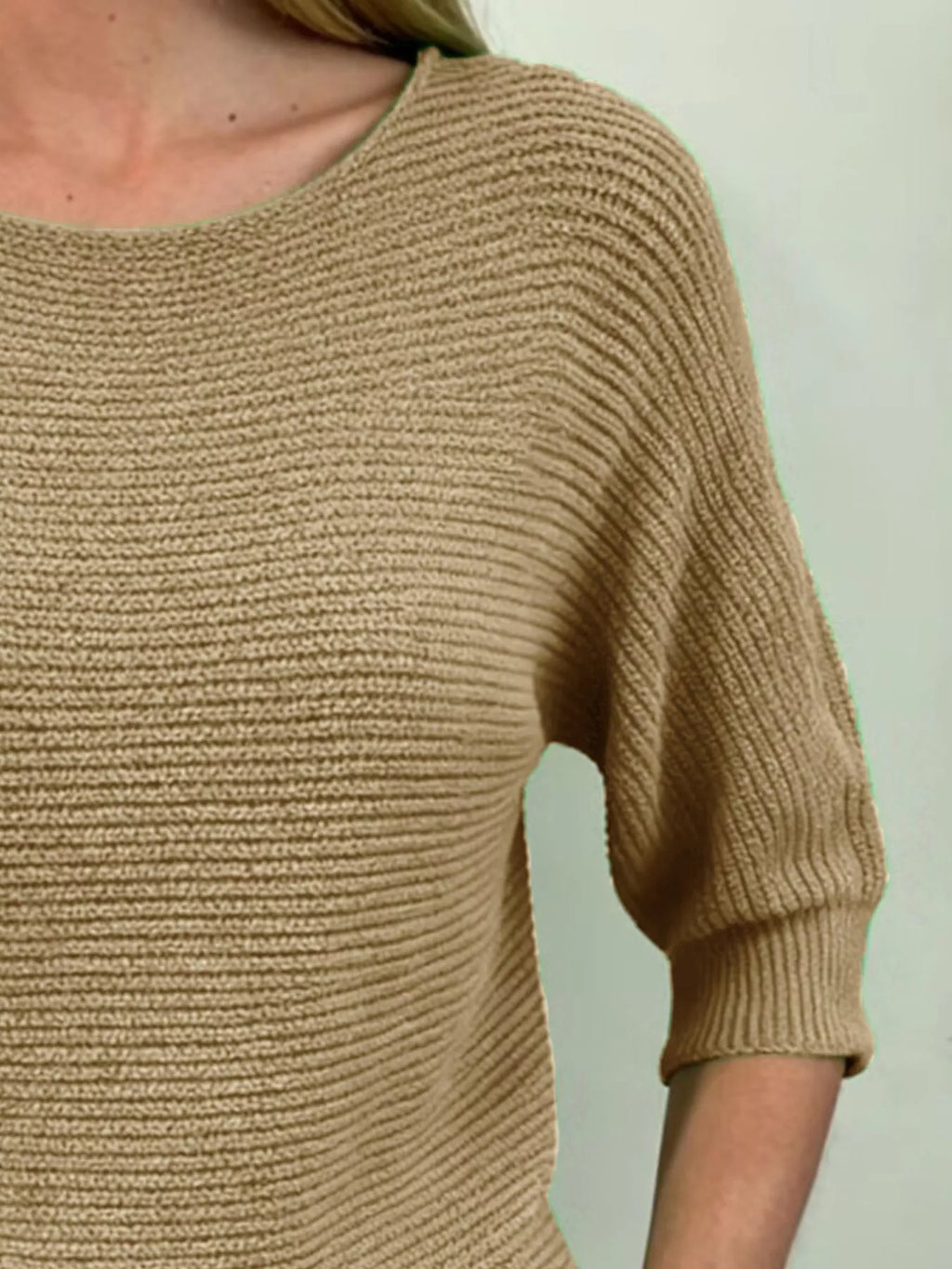 Full Size Ribbed Knit Round Neck Sweater Plus Size