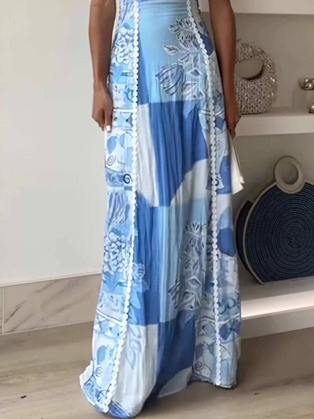 Bow Cutout Back Square Neck Maxi Dress