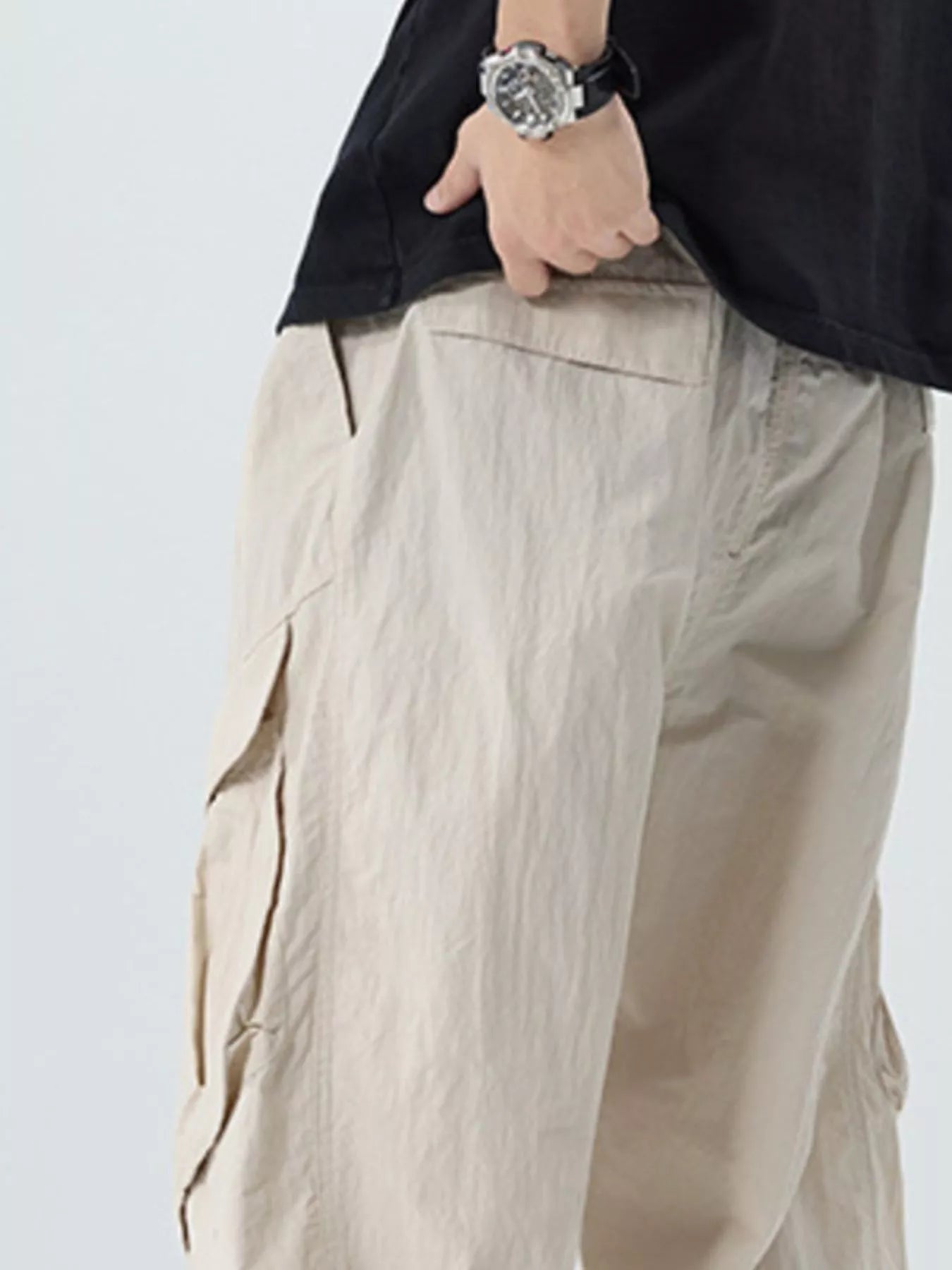 Men's Full Size Lightweight Cargo Pants with Adjustable Belt Plus Size