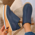 Round Toe Wedge Ankle Boots