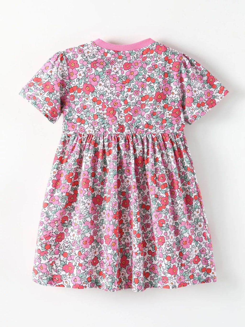 Children's Floral Print Short Sleeve A-Line Dress