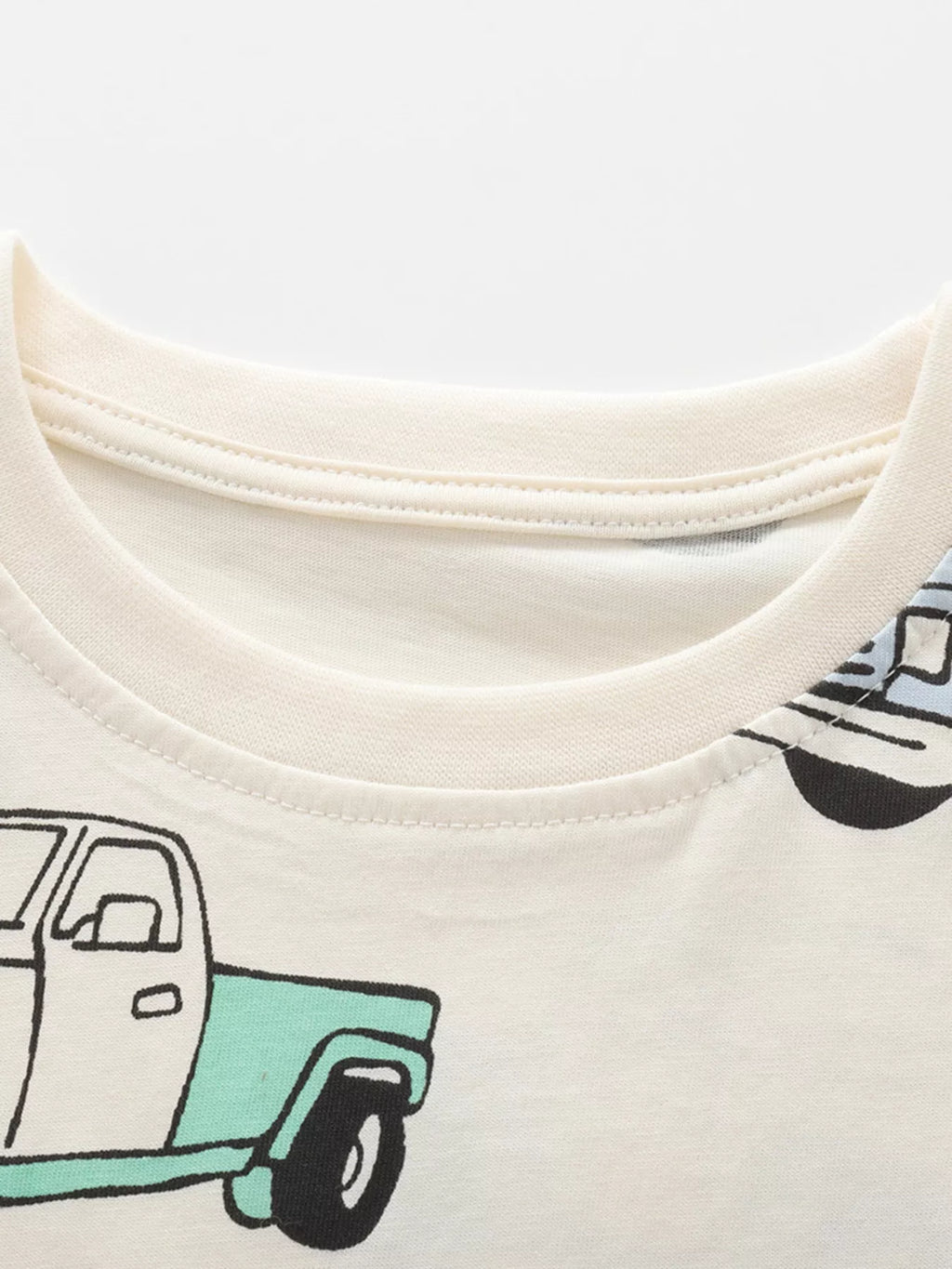 Children's Truck Print Round Neck Tee and Shorts Set