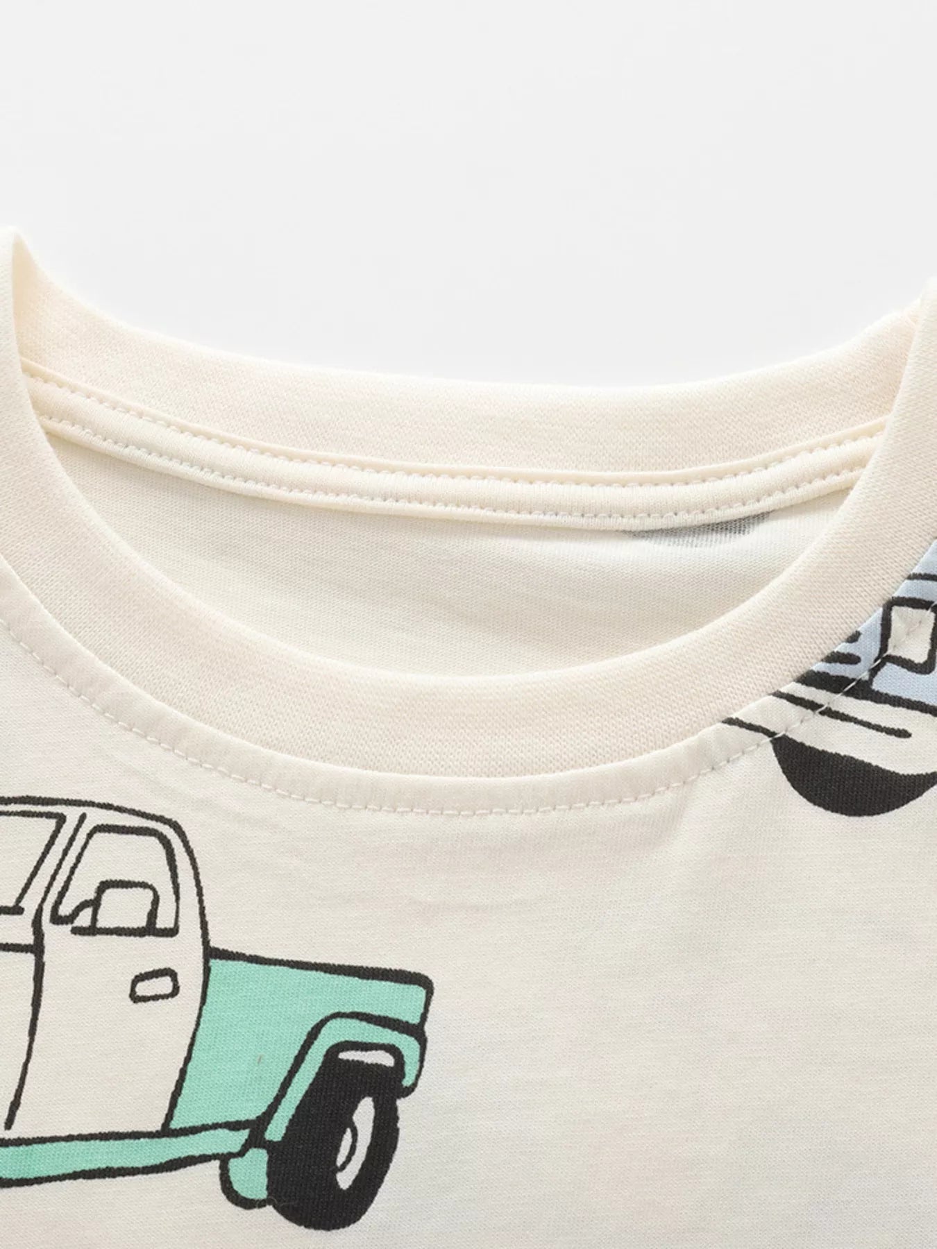 Children's Truck Print Round Neck Tee and Shorts Set