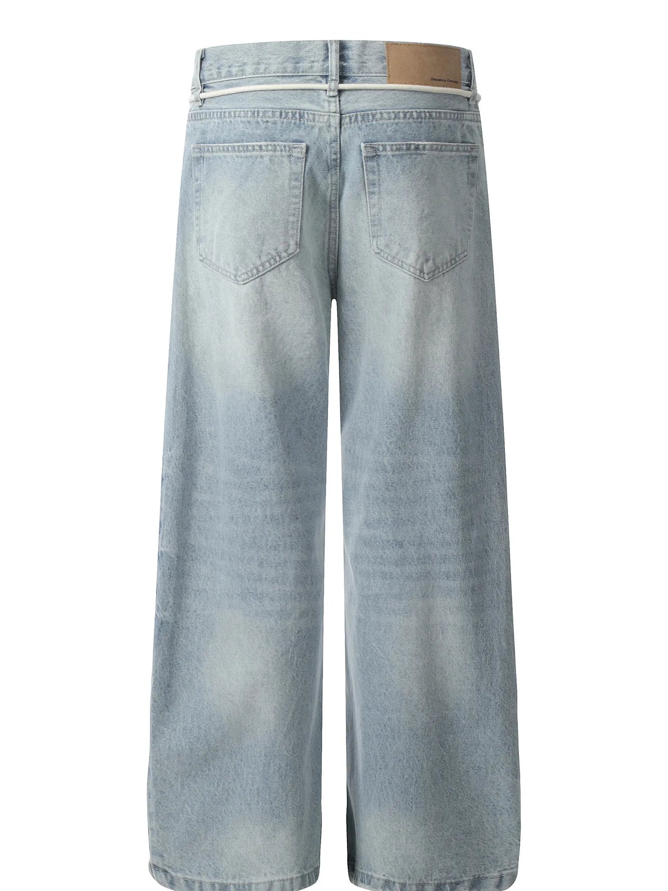Men's High Waist Washed Straight Jeans