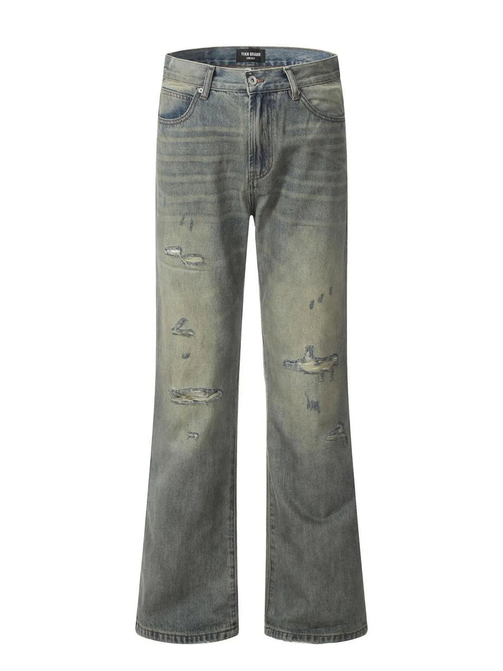 Men's Distressed Slim Bootcut Washed Jeans