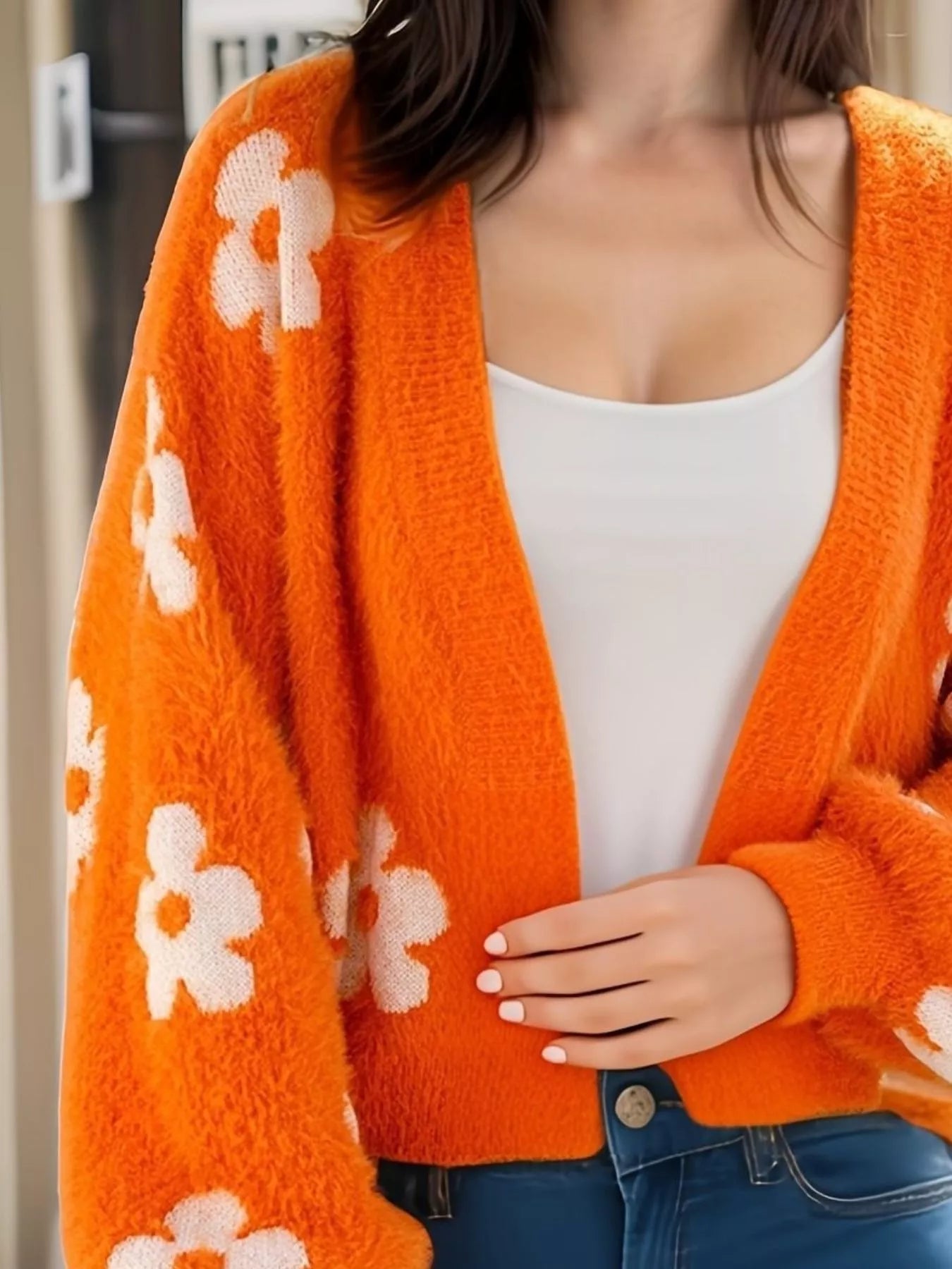 Floral Open Front Cardigan
