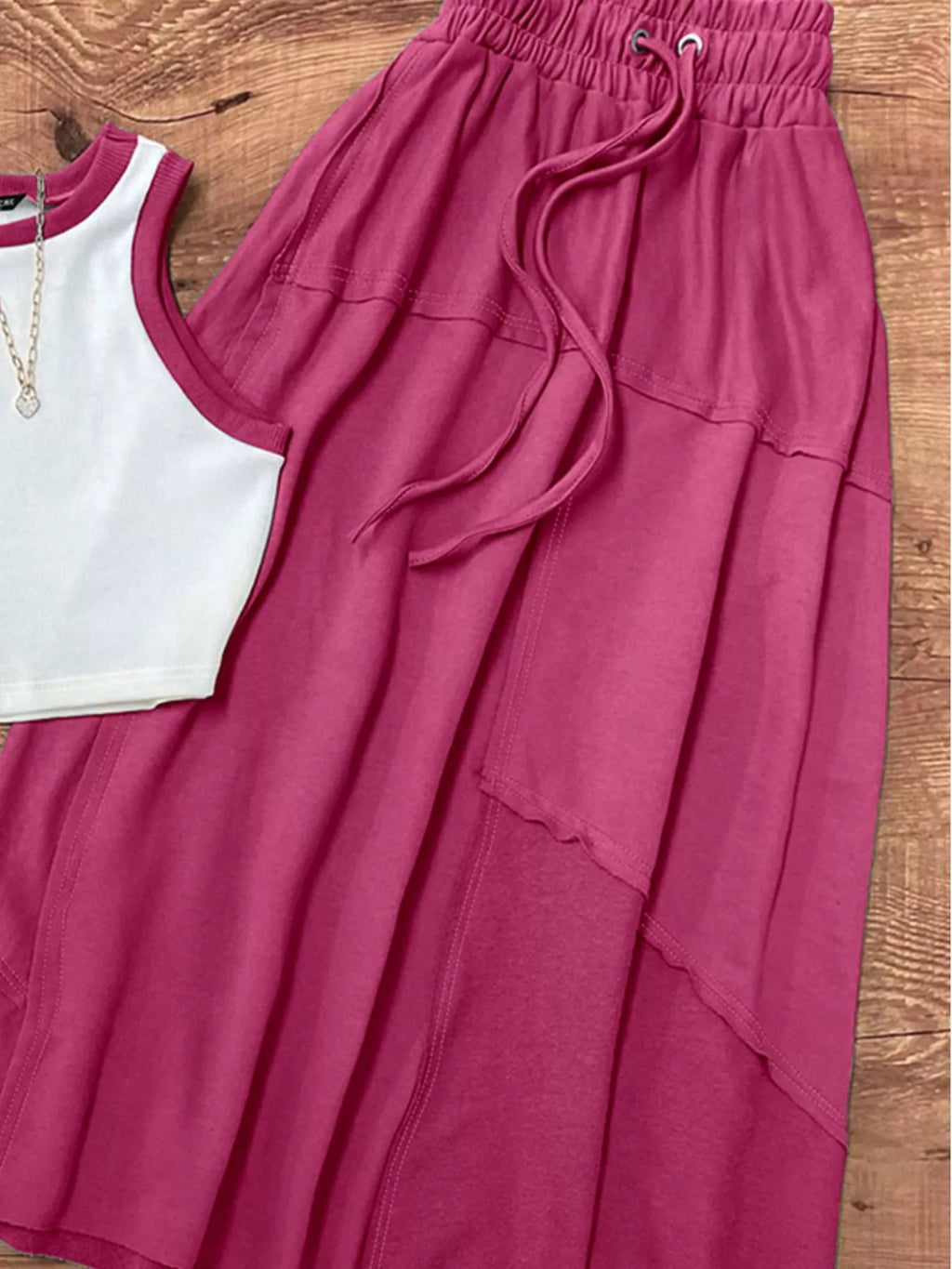 Contrast Trim Tank and Skirt Set