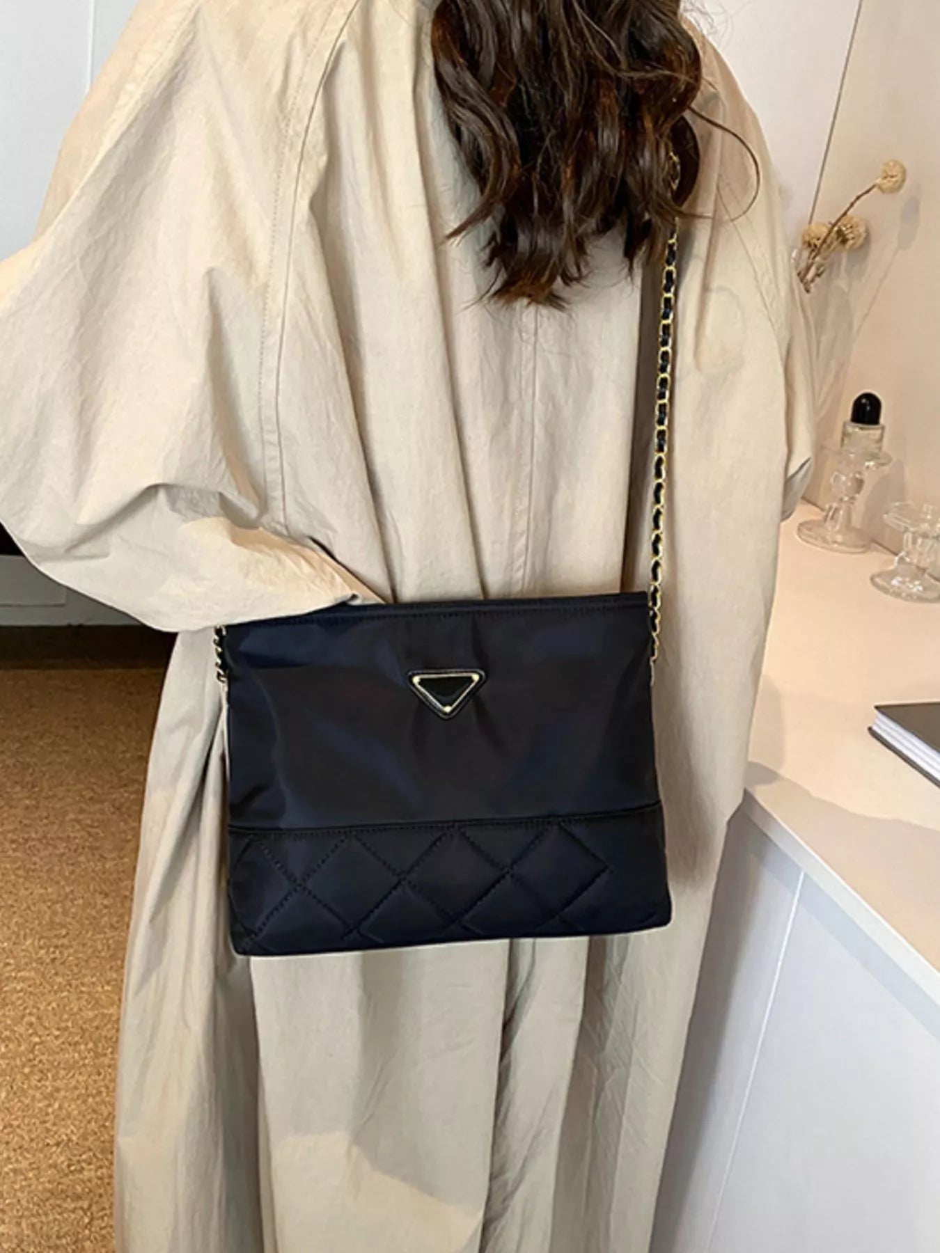 Quilted Crossbody Bag with Chain Strap