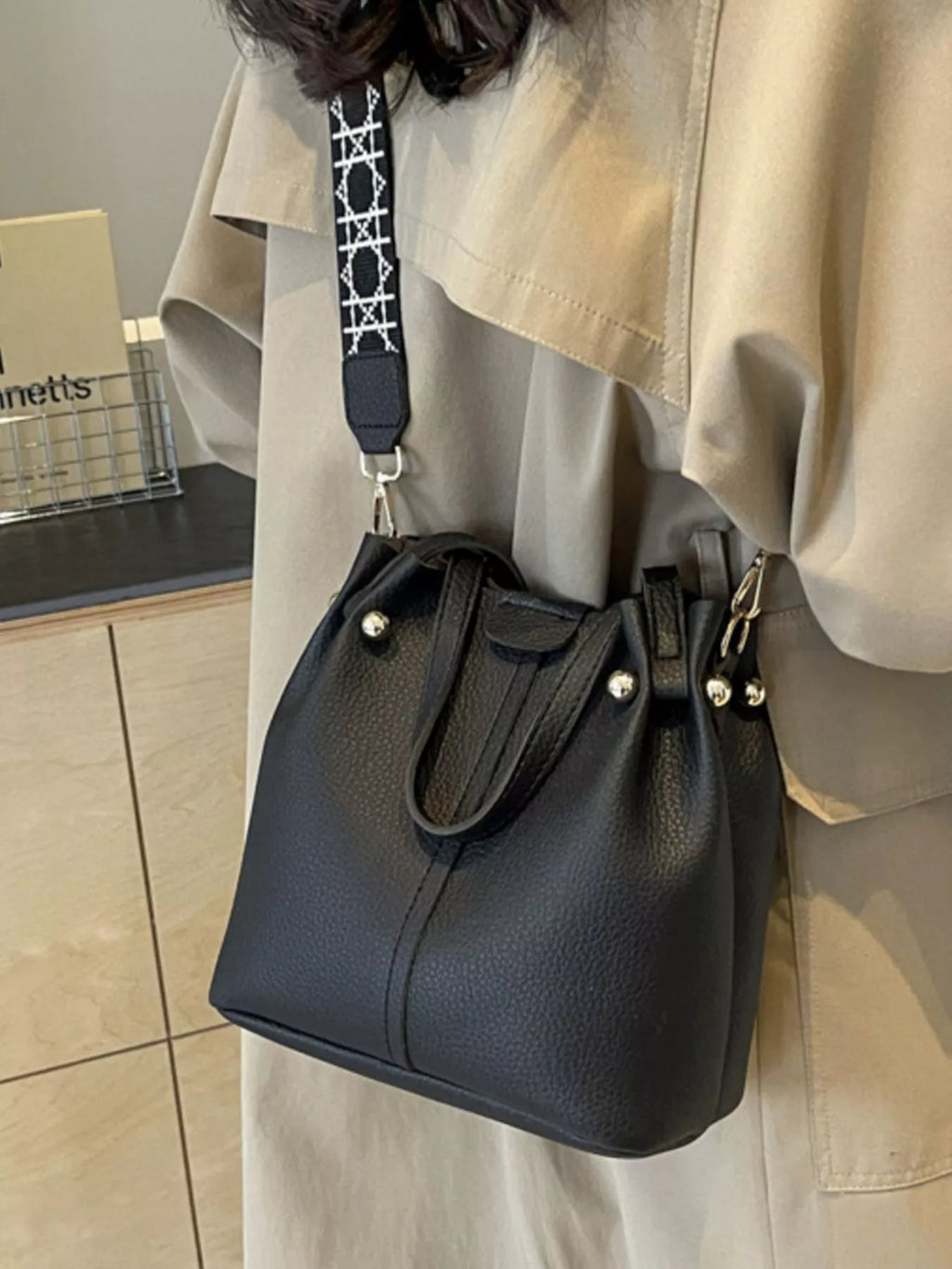 Crossbody Bag with Patterned Strap