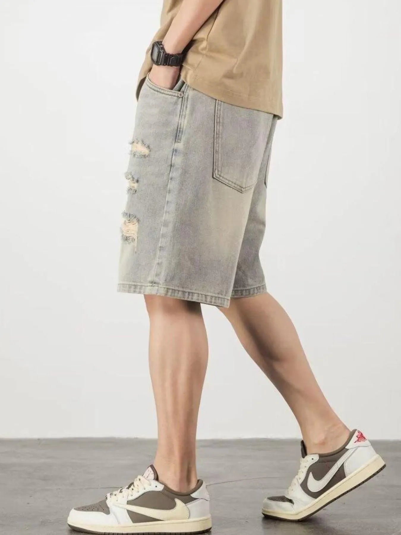 Men's Full Size Distressed Denim Shorts Plus Size