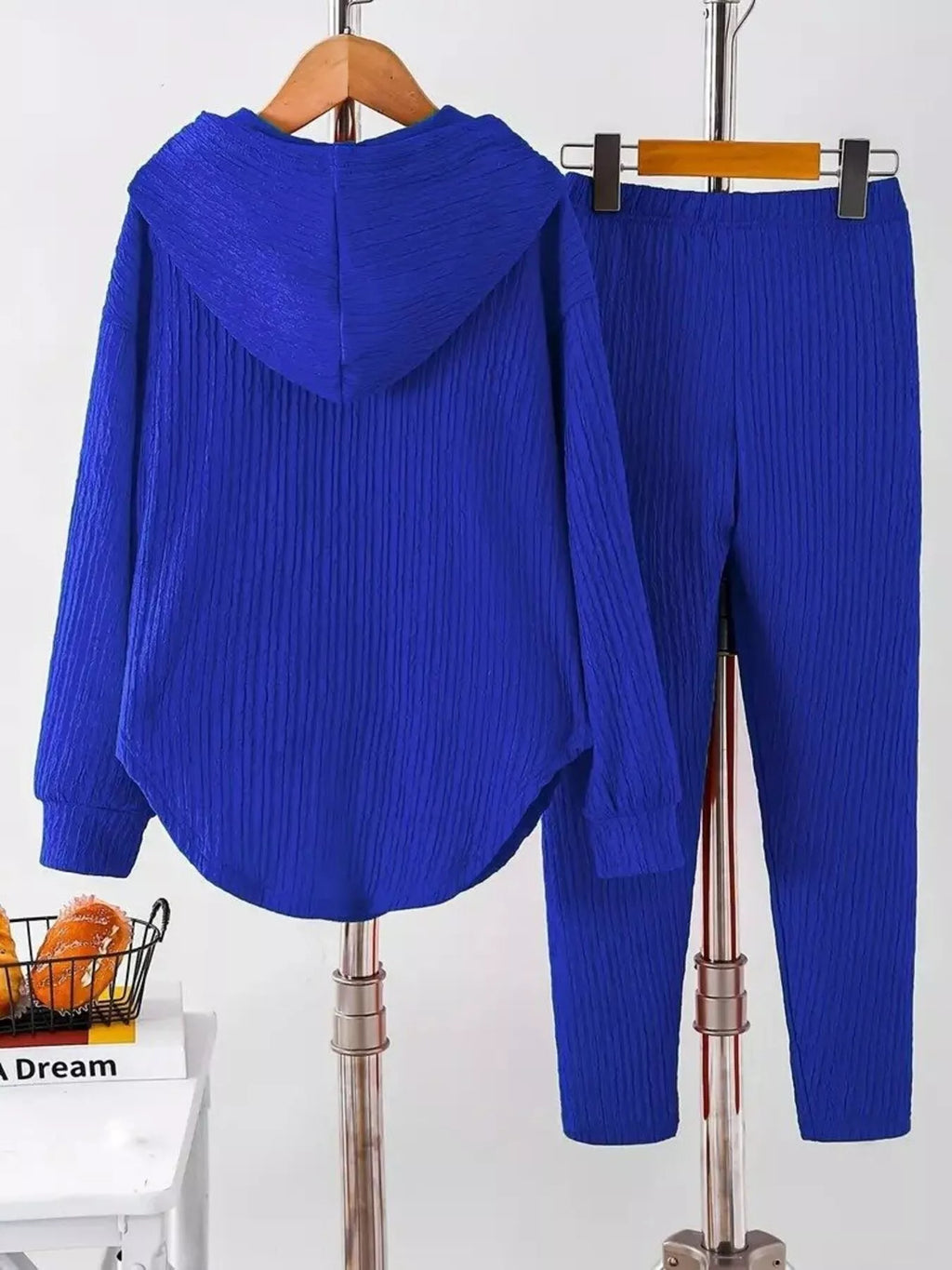 Textured Long Sleeve Hoodie and Pants Set