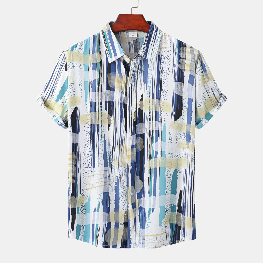 Men's Plus Size Printed Short Sleeve Shirt