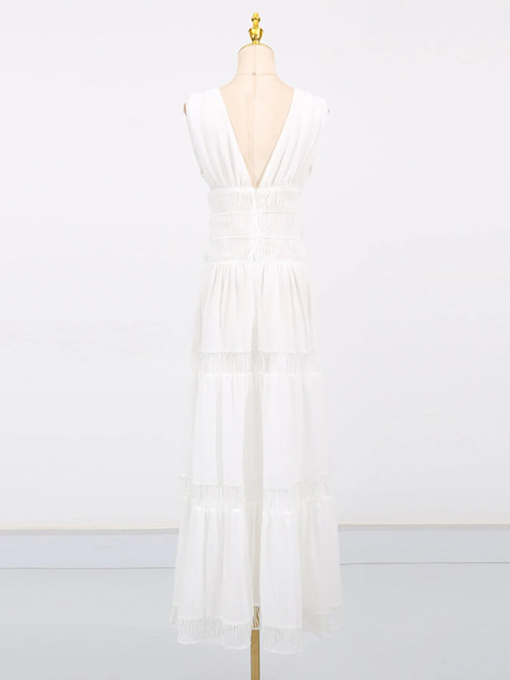 Tiered V-Neck Sleeveless Maxi Dress