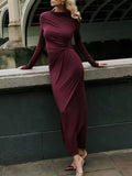 Ruched Long Sleeve Bodycon Maxi Dress
