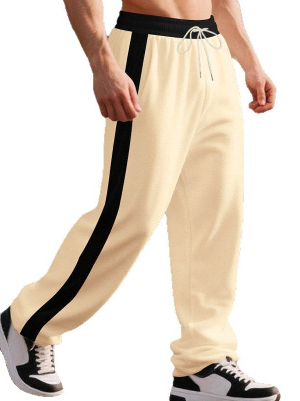 Men's Full Size Side Stripe Wide Leg Pants Plus Size