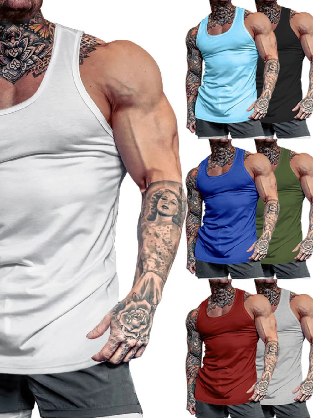 Men's Plus Size Round Neck Tank