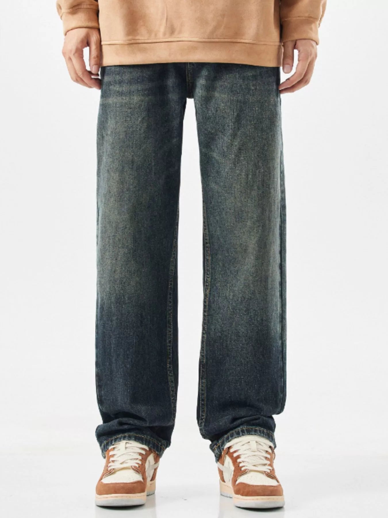 Men's Vintage Wash Wide Leg Jeans