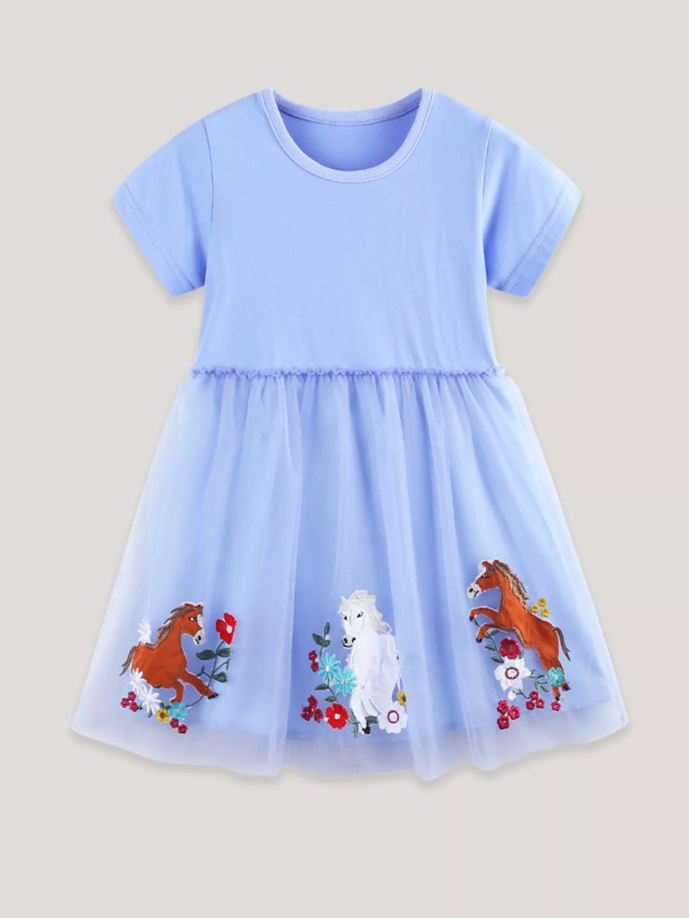 Children's Horse Embroidered Tulle Dress