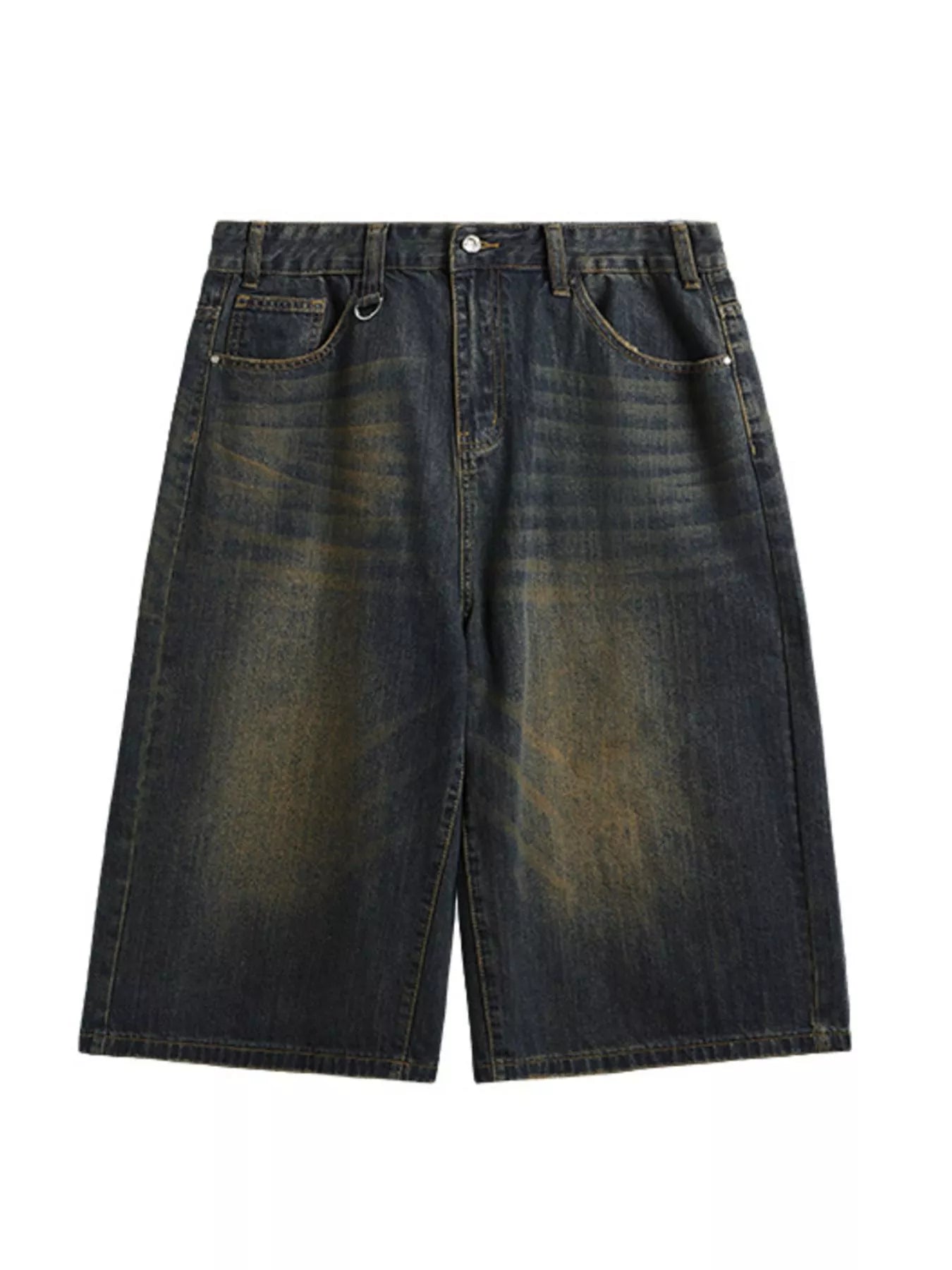 Men's Washed Wide Leg Demin Shorts