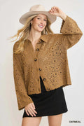 Umgee Crochet Button Down Knit Cardigan