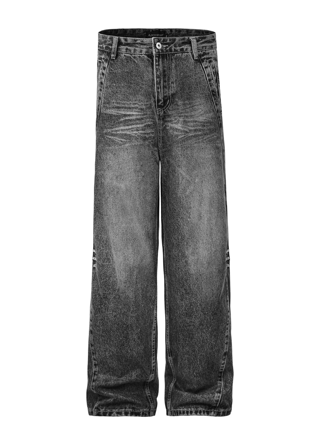 Men's High Waist Washed Straight Jeans