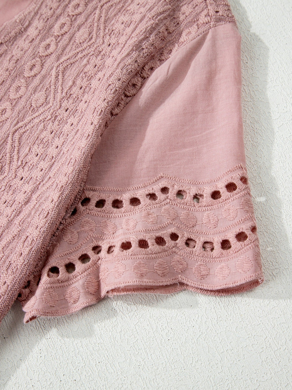 Eyelet Embroidered Short Sleeve Blouse