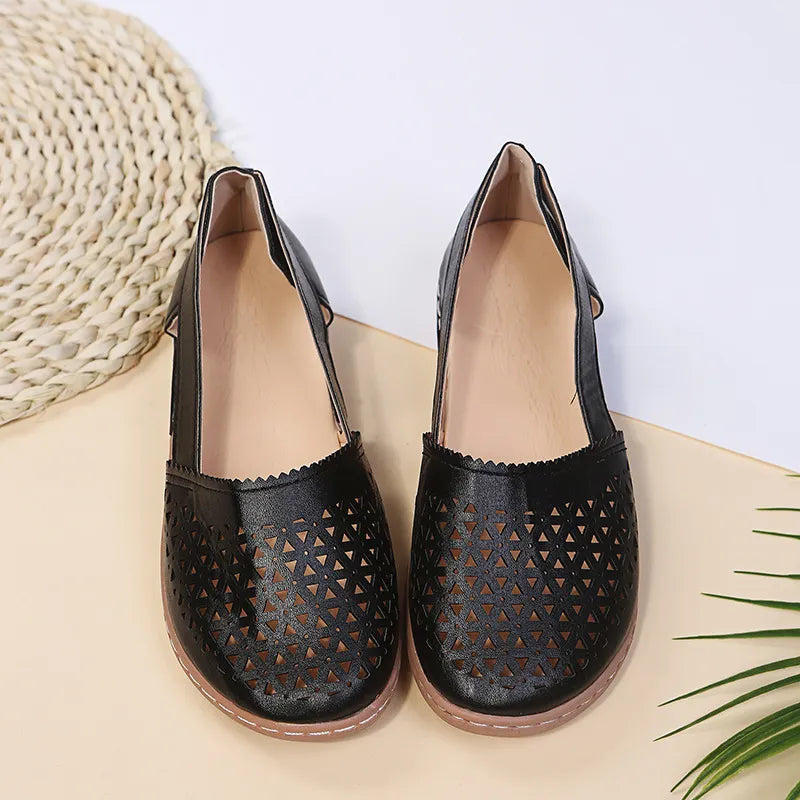 Cutout Round Toe Slip-Ons