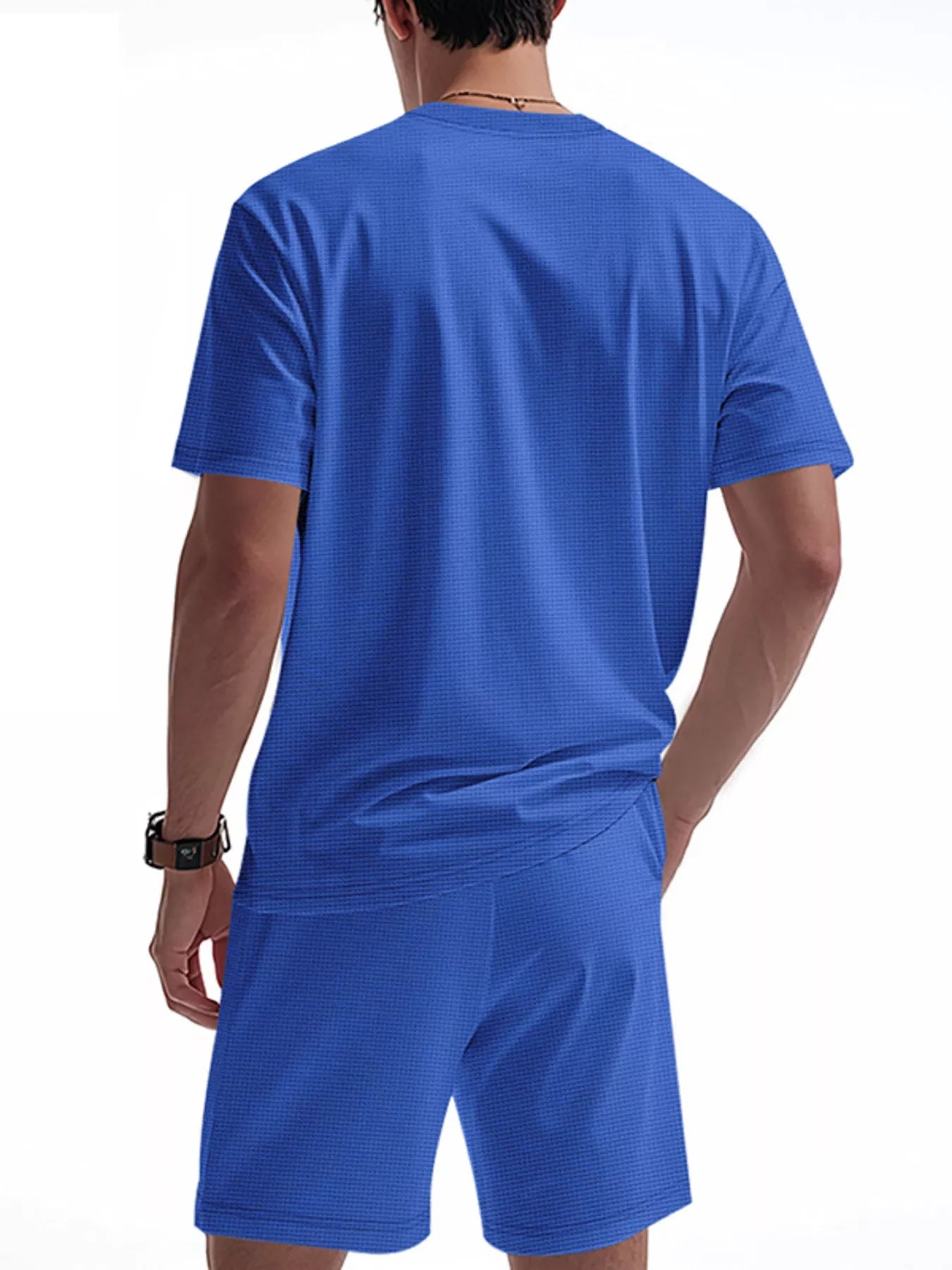 Men's Full Size Casual Striped Short Sleeve T-Shirt and Shorts Set Plus Size