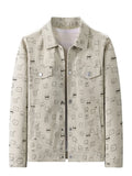 Men's Plus Size Snap Down Corduroy Printed Casual Jacket