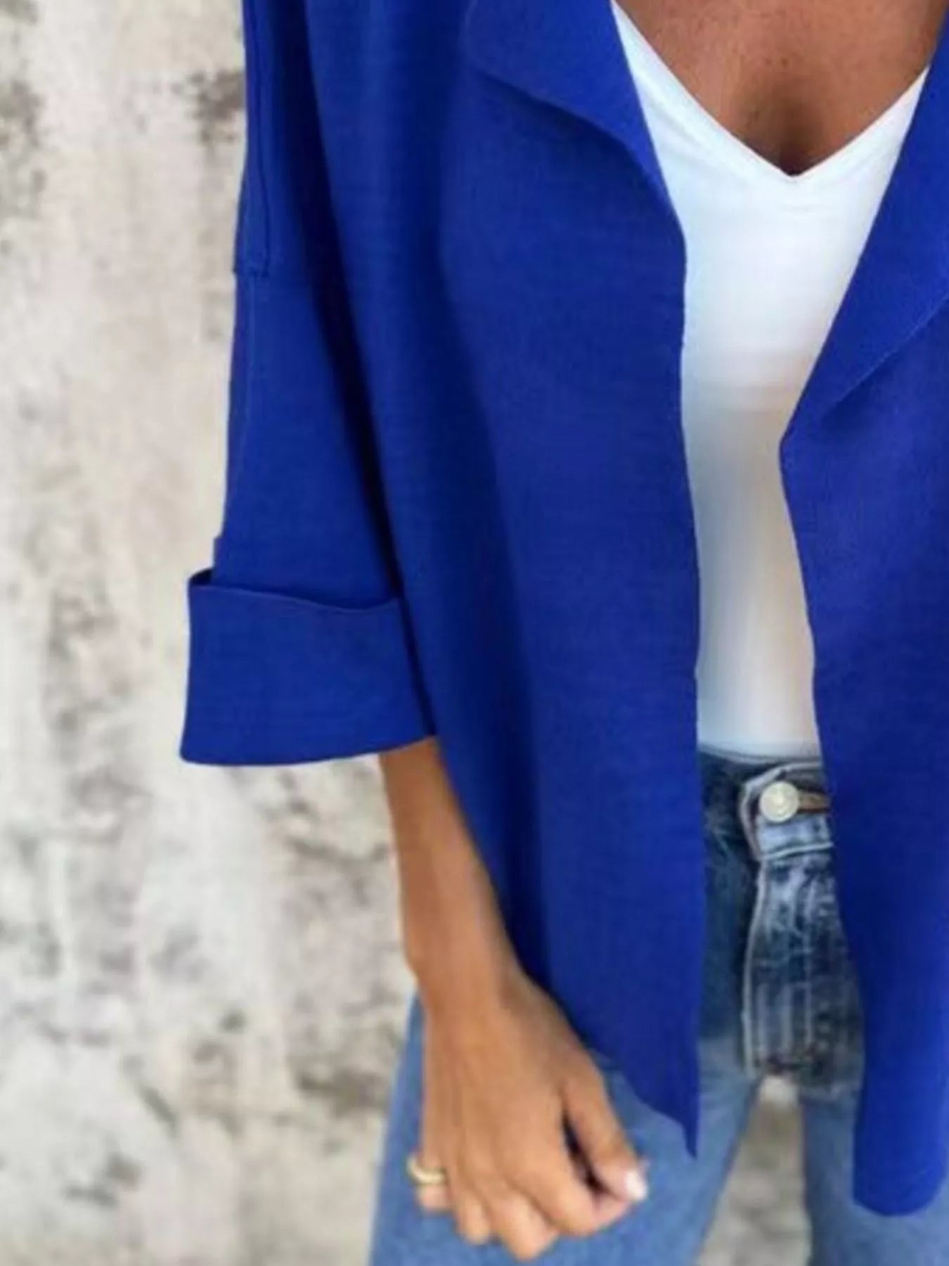 Full Size Open Front 3/4 Sleeve Casual Cardigan Plus Size