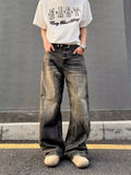 Men's Full Size Vintage Wash Wide Leg Jeans Plus Size