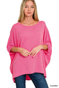 Zenana Raised Rib Bat Sleeve Top