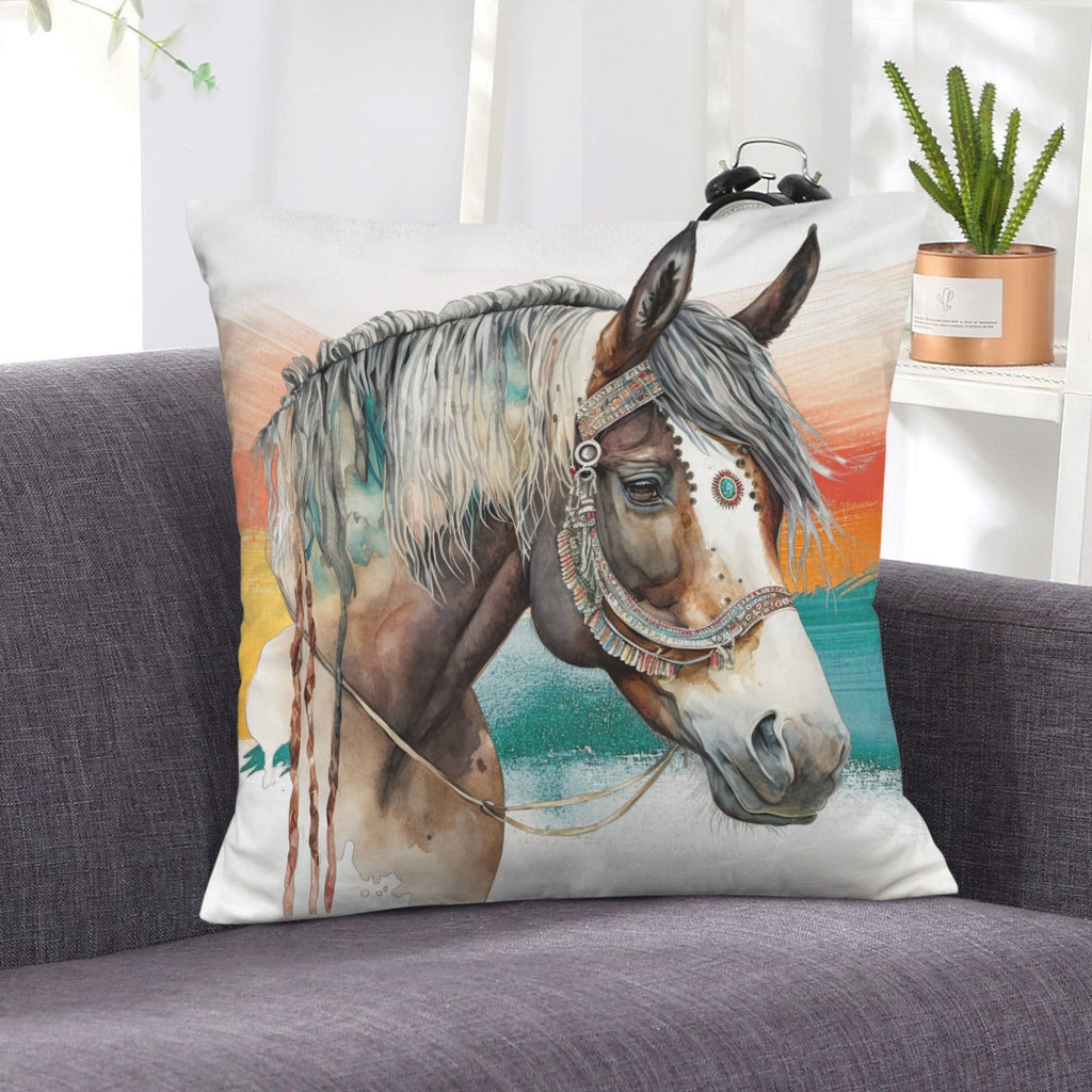 Baha Ranch War Pony Horse Velvety Soft Pillow Cover Made in America