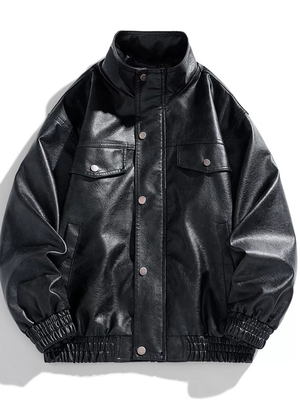Men's Plus Size Leather Bomber Jacket