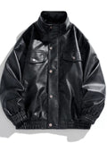 Men's Plus Size Leather Bomber Jacket