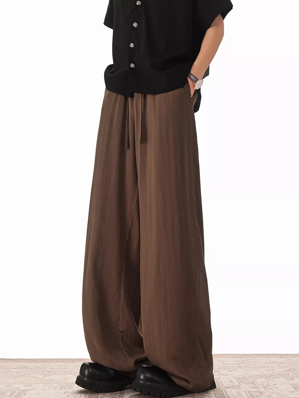 Men's Plus Size Wide Leg Drawstring Pants