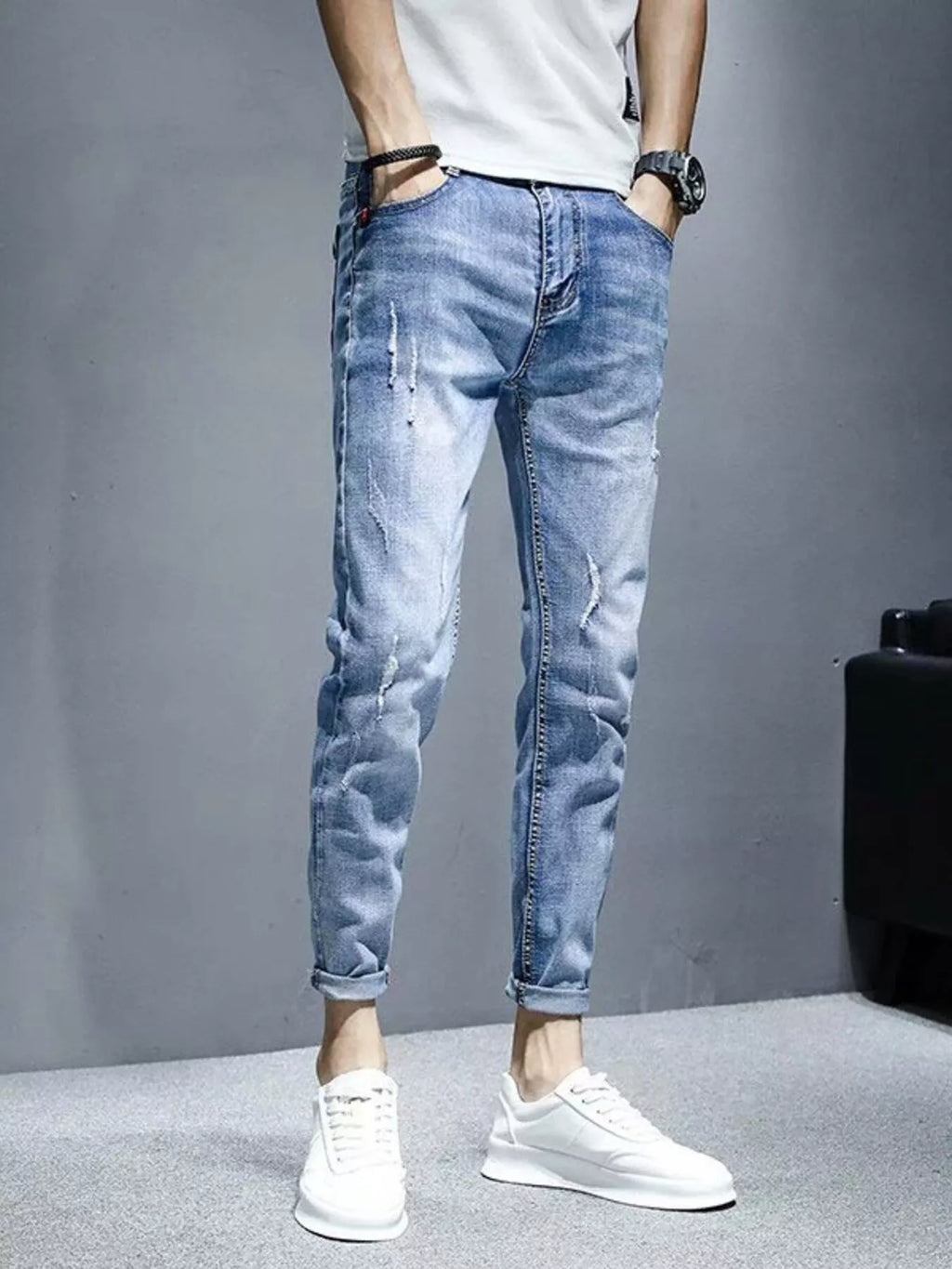 Men's Washed Slim Fit Jeans