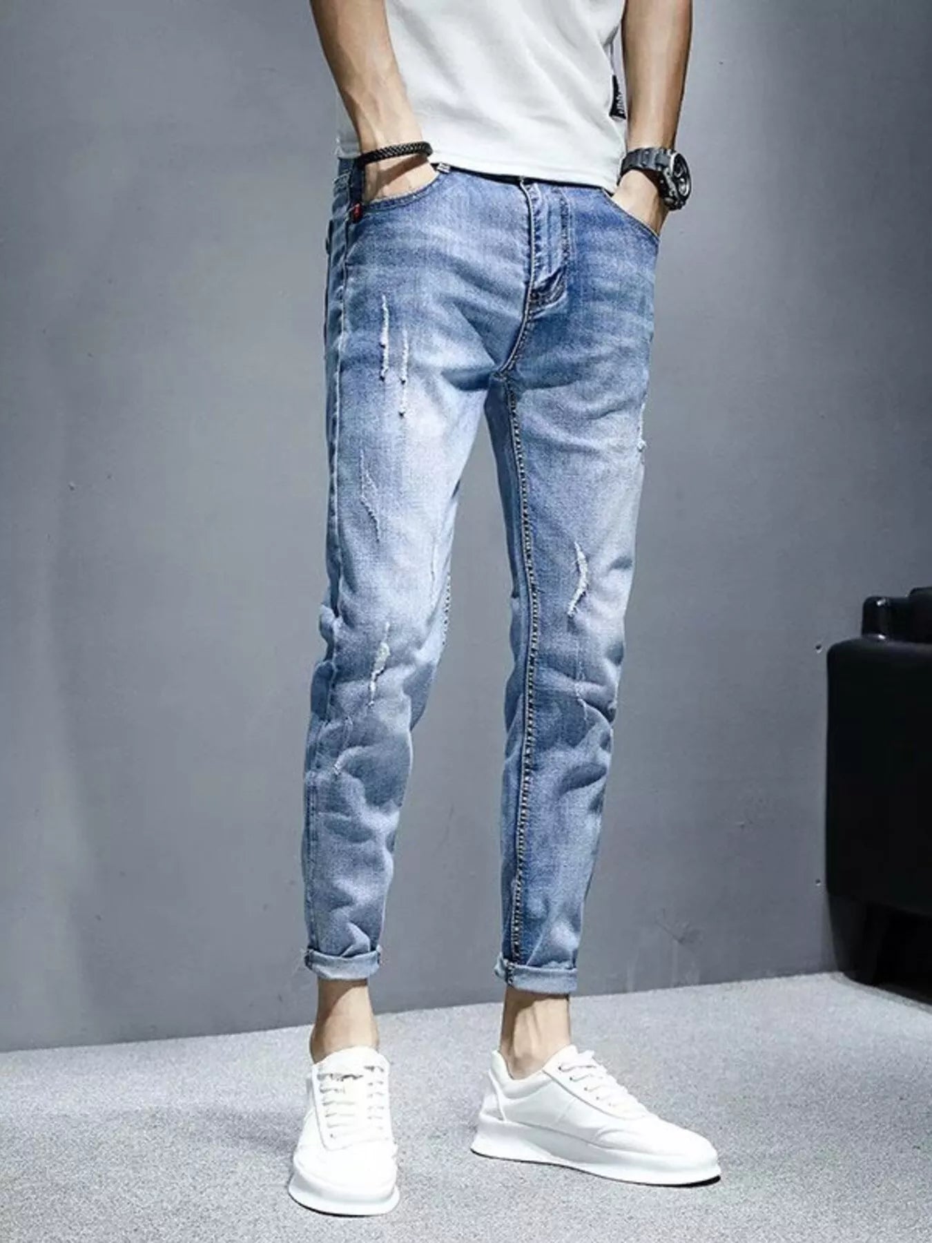 Men's Washed Slim Fit Jeans
