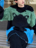 Men's Color Block Fuzzy Knit Sweater