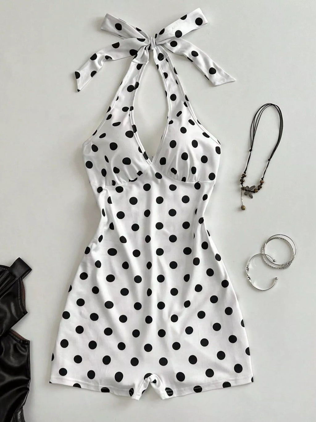 Polka Dot Halter Neck Romper