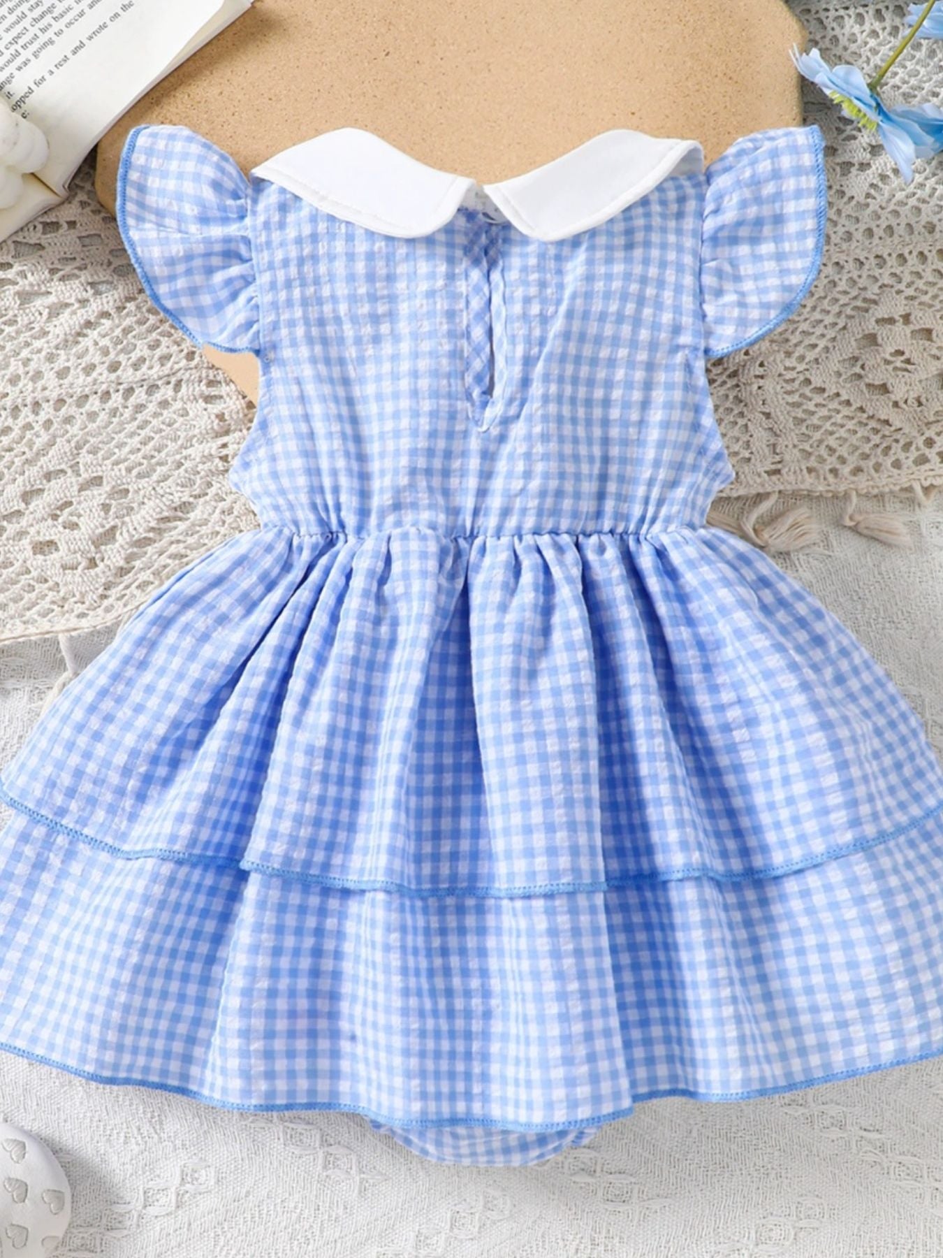 Children's Fruit Embroidered Gingham Smocked Dress