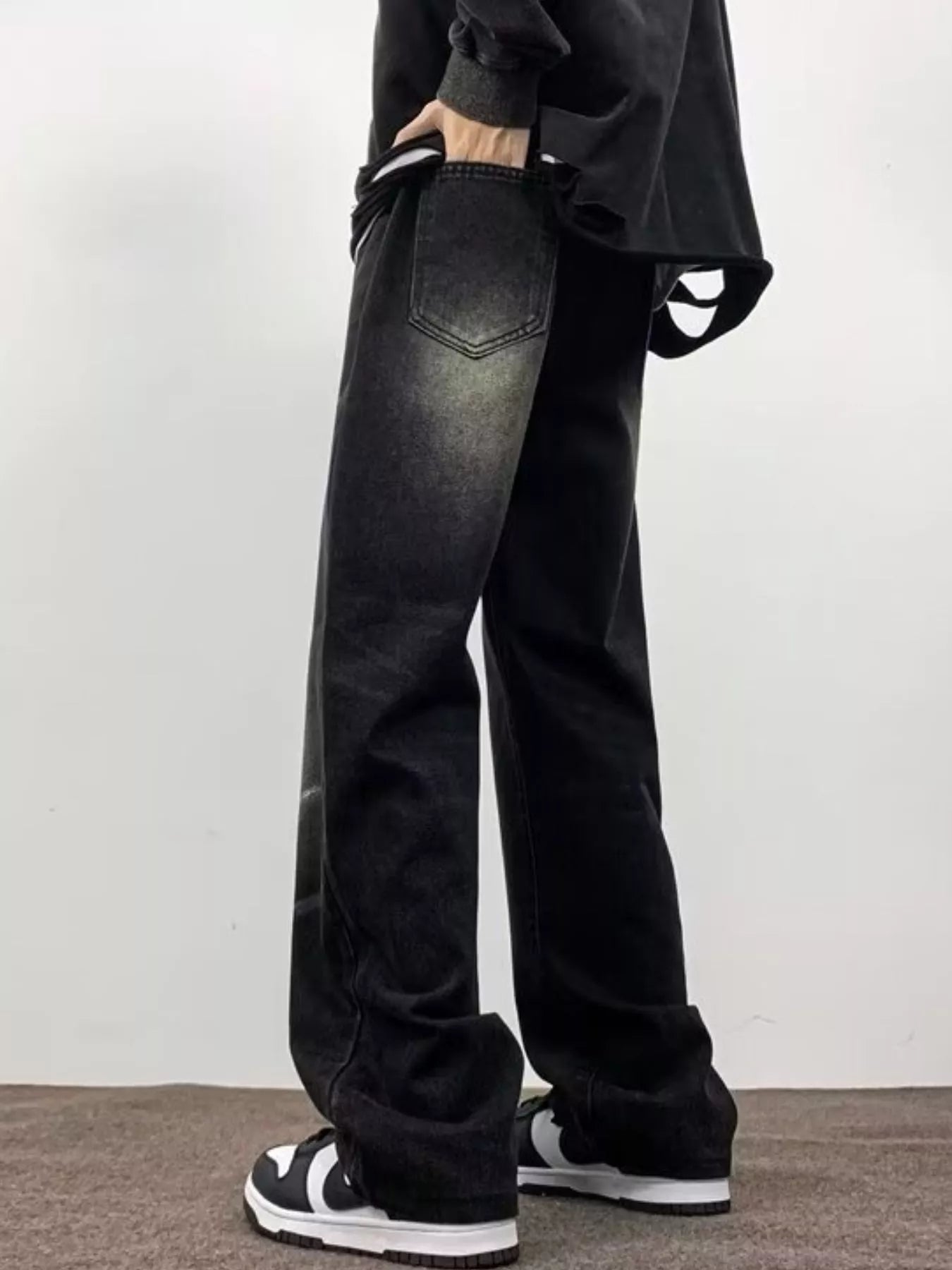 Men's Full Size Wash Wide-Leg Jeans Plus Size