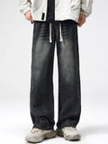 Men's Plus Size Drawstring Wide Leg Jeans