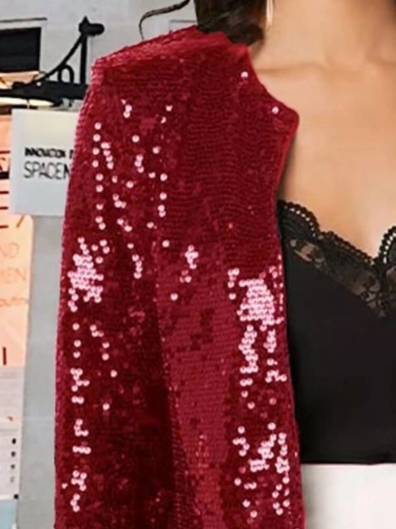 Full Size Sequin Long Sleeve Jacket Plus Size