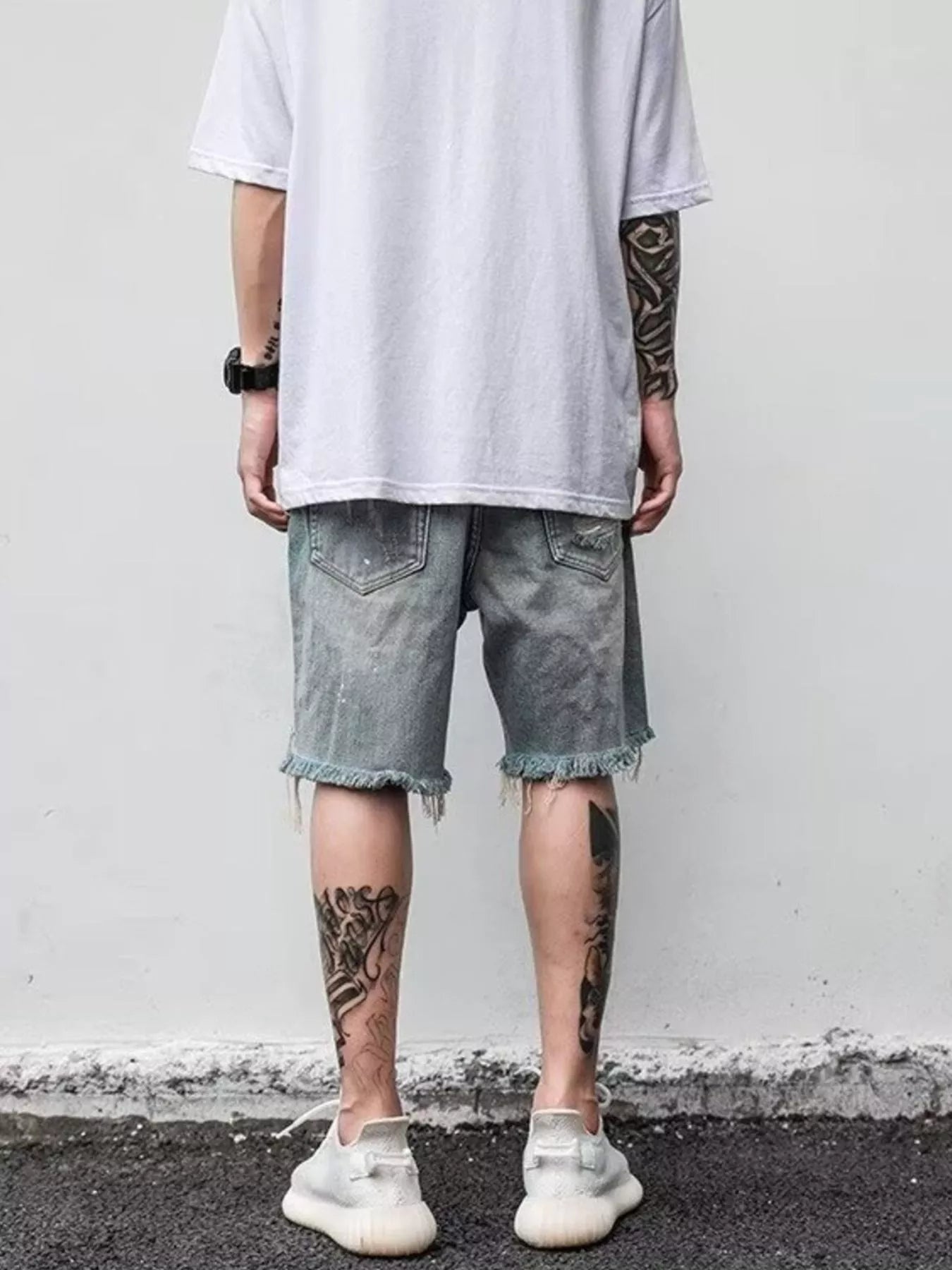 Men's Full Size Distressed Denim Shorts Plus Size