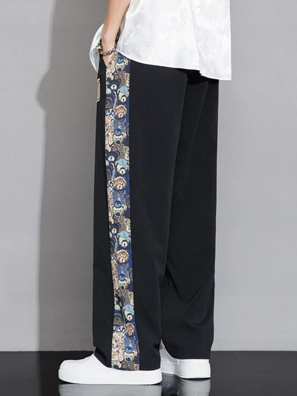 Men's Full Size Printed Side Stripe Loose Pants Plus Size