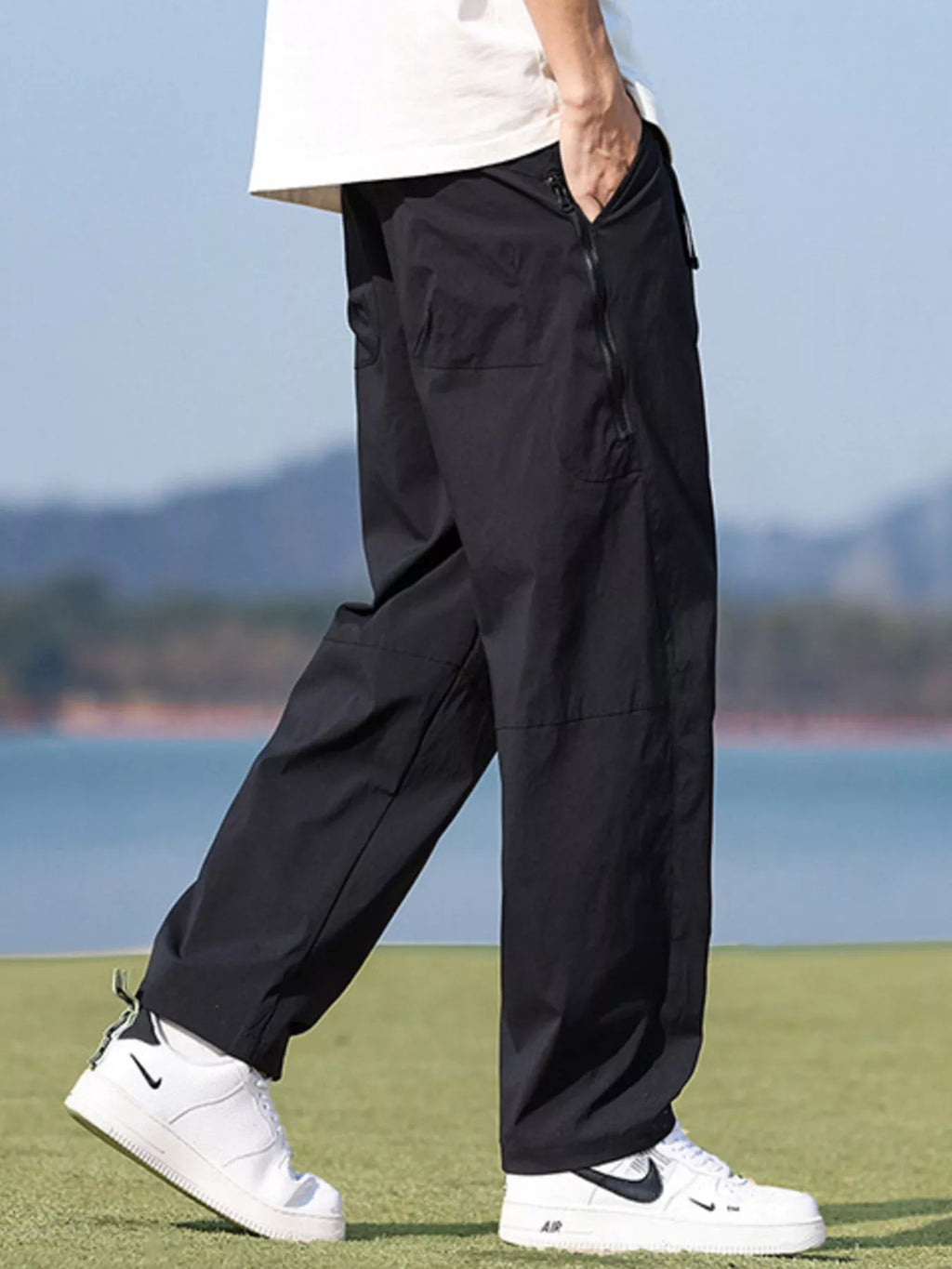 Men's Plus Size Casual Loose Fit Wide Leg Pants