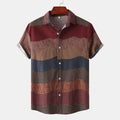 Men's Plus Size Color Block Short Sleeve Casual Shirt