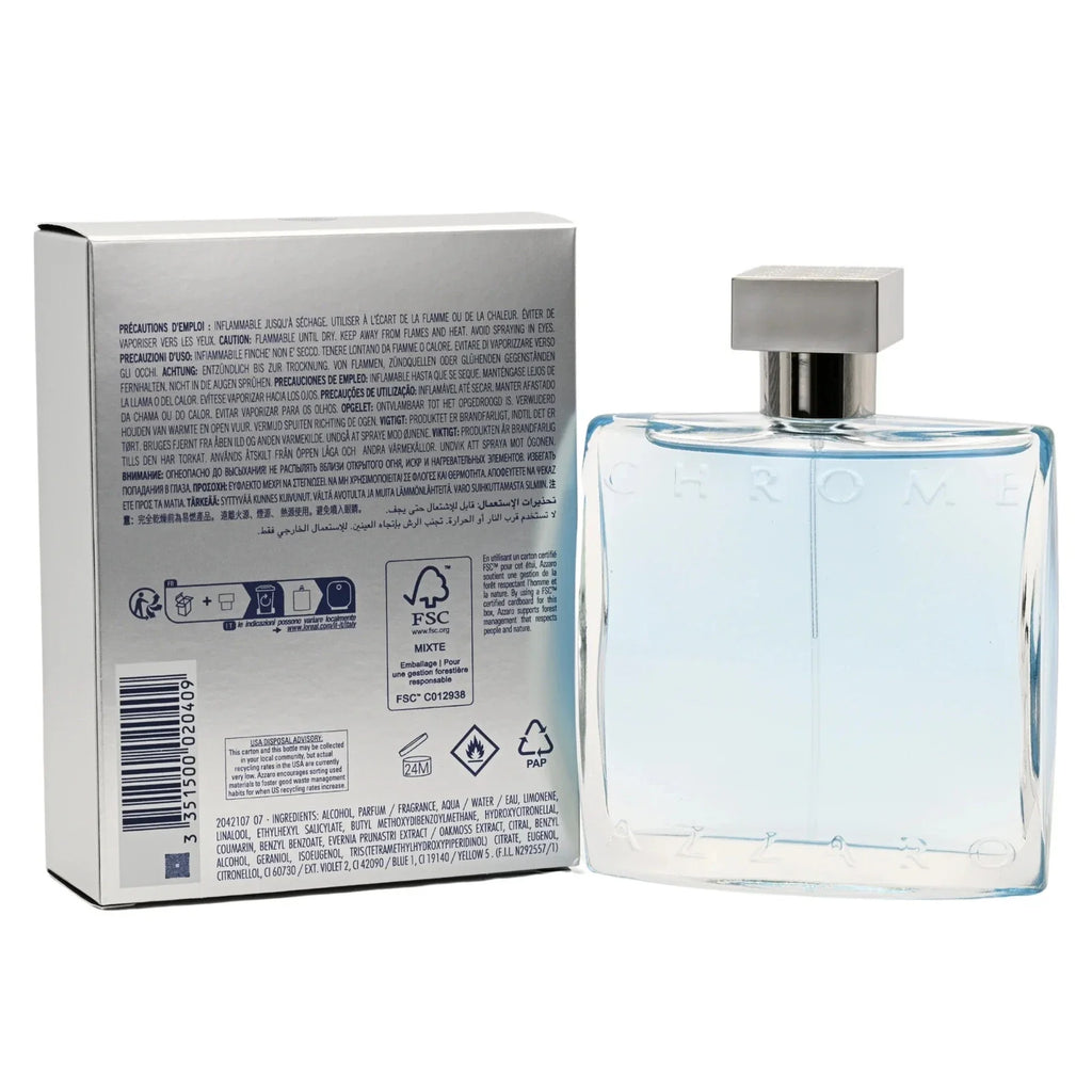 Azzaro Chrome Eau De Toilette Spray for Men 3.4 oz